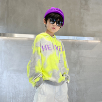  Childrens spring gradient hooded sweater boys 2021 new Korean version contrast foreign style fashion middle and large childrens jacket tide