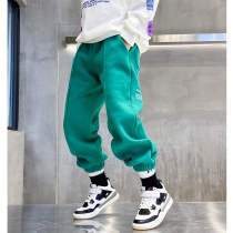  2021 new autumn childrens sports pants loose Western style boys  pants casual pants big childrens knitted sweatpants tide