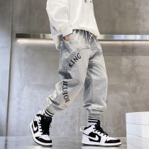  Childrens letter printing sweatpants 2021 new autumn boys summer Korean western style middle and large childrens casual pants trend