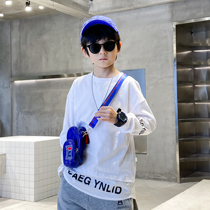  2021 new summer boys long-sleeved T-shirt childrens Hong Kong style Western style trend printed boys bottoming shirt middle and large children