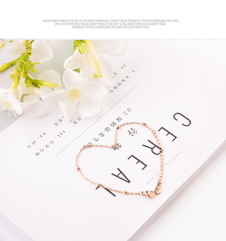 Nhật Bản và Hàn Quốc 18K thép titan vàng hồng thời trang chuyển giao tốt hạt vòng tay hoang dã vòng chân trang sức ngọt ngào nữ - Vòng chân lắc chân nữ nhật bản
