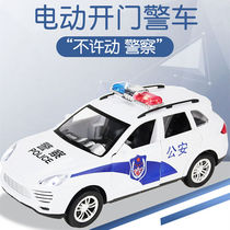 Hot sell electric door police car toy with voice light alarm flute sound universal car electric 110 police car toy