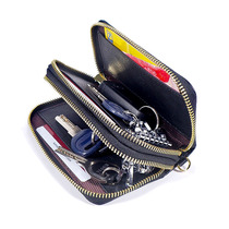 Junyus new leather key bag double zipper large-capacity change card car key storage hand for men and women
