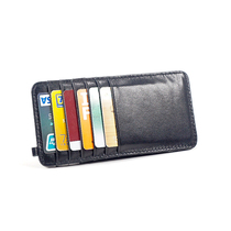 Junyu sheepskin multi-card slot long thin card holder card holder multi-functional double-sided card 12 mens and womens bag in the bag