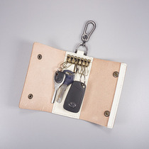 First layer cowhide simple key bag lengthened and widened pure thick leather mens and womens car key hanging waist button large capacity