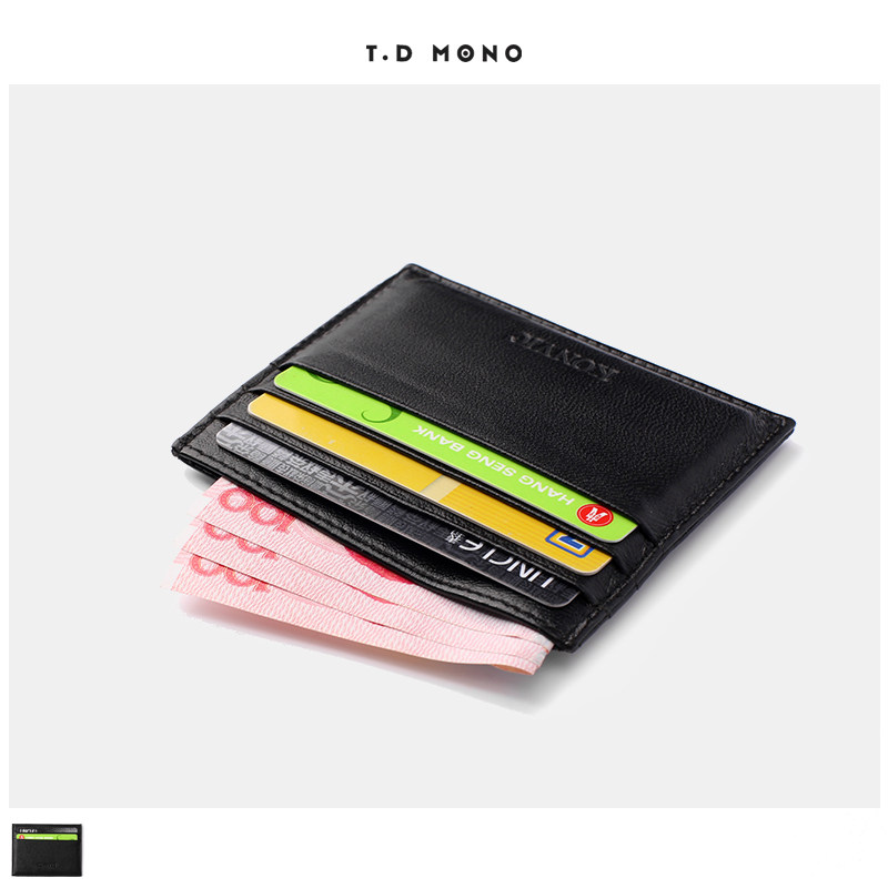 TD mono Business Sheepskin Coin Purse Genuine Leather Document Cover Bus Card Holder Mini Thin Small Card Holder