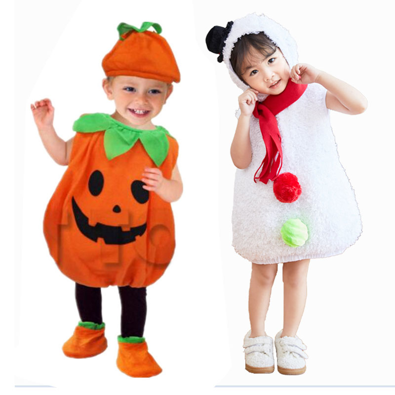 Young children Halloween costumes men and women Baby cute little pumpkin clothes Little Snowman Dance suit Out of service 3 years 8