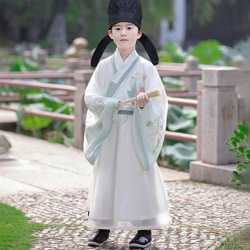 Children's Traditional Chinese Costume Hanfu for Boys, Super Fairy-Like Tang Dynasty Poet Scholar Li Bai Ancient Poetry Recitation and Chinese Culture Performance Costume
