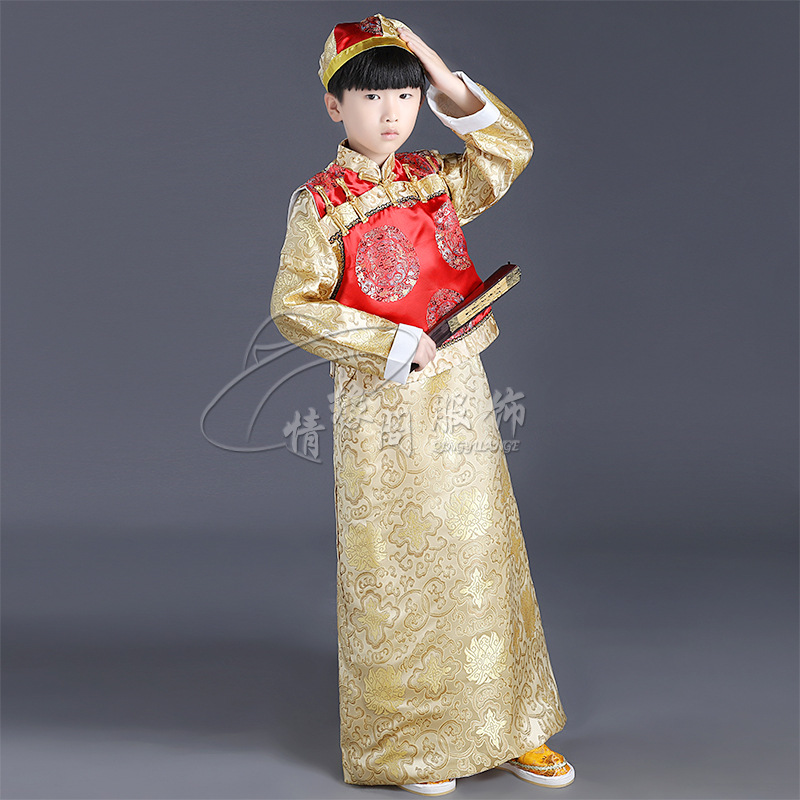 Young Children Qing Ancient Clothing Ancient Boy Child Toddler Boy Rich Family Boy Little Boy Clothes Show Costumes