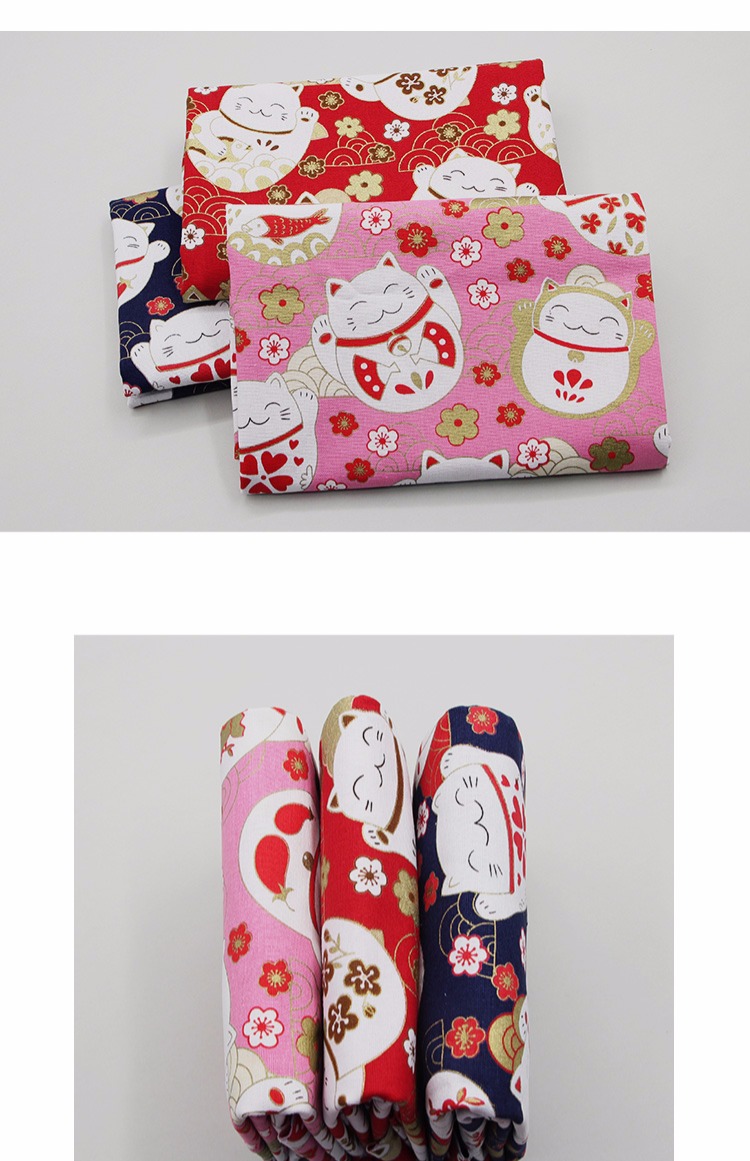 Happy mèo nhập khẩu vàng nóng chất liệu vải lanh cotton Handmade vải dễ thương mèo vải gối vải rèm vải cotton dày