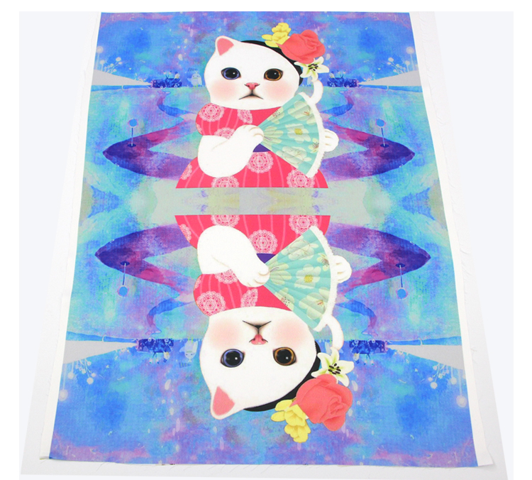 Sáu con mèo dễ thương tốt lành giả sợi tơ vải gối khăn trải bàn phòng ngủ rèm handmade tự làm túi vải vải da cá 100 cotton