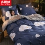 A cotton B san hô lông cừu bốn mảnh bộ flannel kit quilt cover 1.51.8 bộ đồ giường đơn dày gấp đôi bộ ga gối everon