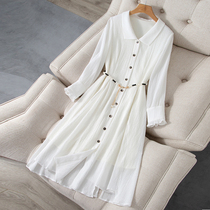 2022 springtime long sleeve white dress woman mid-length first love skirt temperament soft-style tea hysteria dresses retro