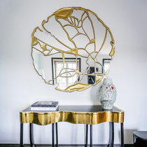 Modern minimalist round decorative mirror artwork Fireplace Mirror Living Room Hanging Mirror Background Wall Wall-mounted Creative Genguan Mirror