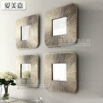 American Genguan Mirror Background Wall 40 cm Composition Decorative Mirror Square Wall-mounted Ornament Antique Art Restaurant Hanging Mirror