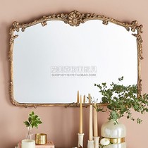 Eurostyle Art Genguan Wall-mounted Large Mirror American Background Wall Creativity Decorative Mirror Neoclassical Carved Dresser