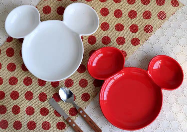 Ceramic Children Sub-Dinner Plate Glazed Color Mickey Styling Dinner Plate Baby Cutlery Cartoon Dinner Plate Dishwasher available
