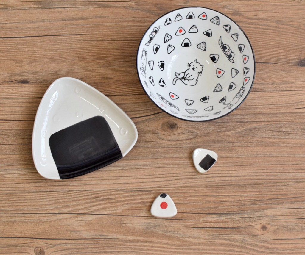 Mino-yaki Underglaze colored onigiri Cat bowl Donburi Large noodle bowl Jewelry plate Chopsticks rack Tableware