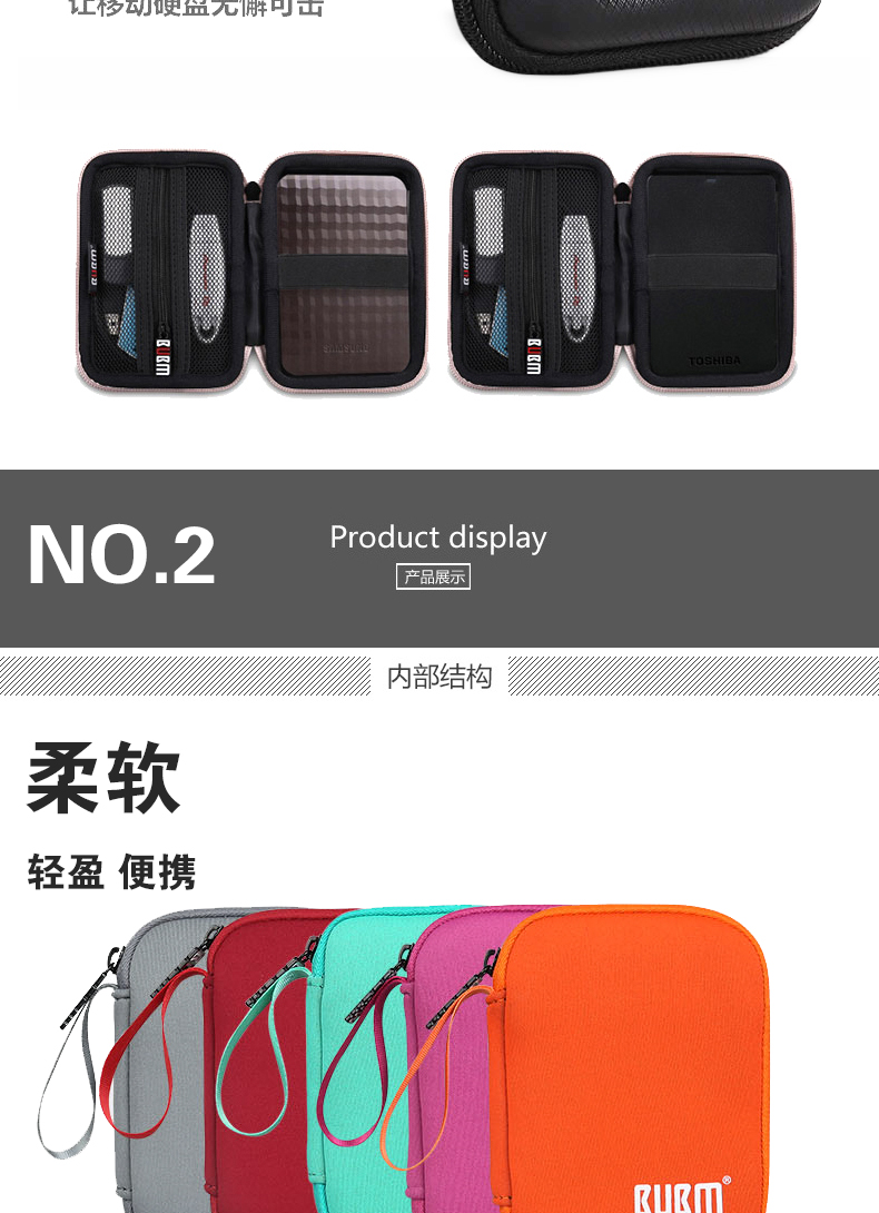 bubm di động cứng Pouch 2,5 inch wd Seagate Western Toshiba khiên u u đĩa dòng dữ liệu sạc cáp tai nghe gói chống sốc hộp lưu trữ di động Trường hợp đa năng kỹ thuật số - Lưu trữ cho sản phẩm kỹ thuật số hộp đựng headphone