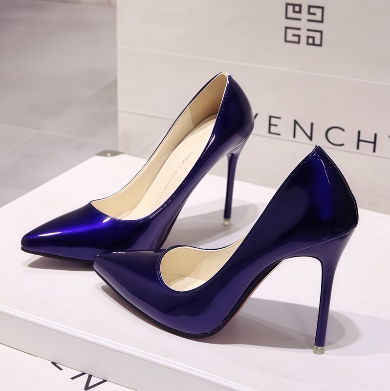 Large Size Red-Soled High Heels, Nude-Colored Stiletto Heels, Pointed-Toe Black Work Shoes for Women, Patent Leather Blue Large Size Shoes, Red Wedding Shoes Large Size Red-Soled High Heels, Nude-Colored Stiletto Heels, Pointed-Toe Black Work Shoes for Women, Patent Leather Blue Large Size Shoes, Red Wedding Shoes