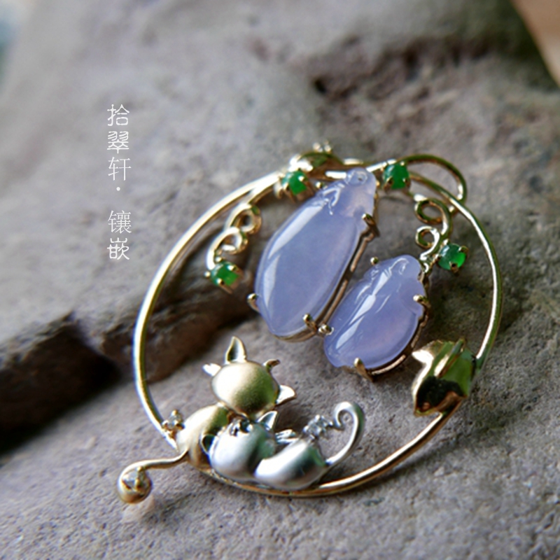 (ten Cuxuan-inlaid) 18K gold emerald fumelon pendant style Reutu-Taobao