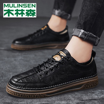 Wooden Linsen High-gang Martin Boots Mens Shoes Fall Shoes Current Casual Tide Shoes Winter plus heating cotton shoes