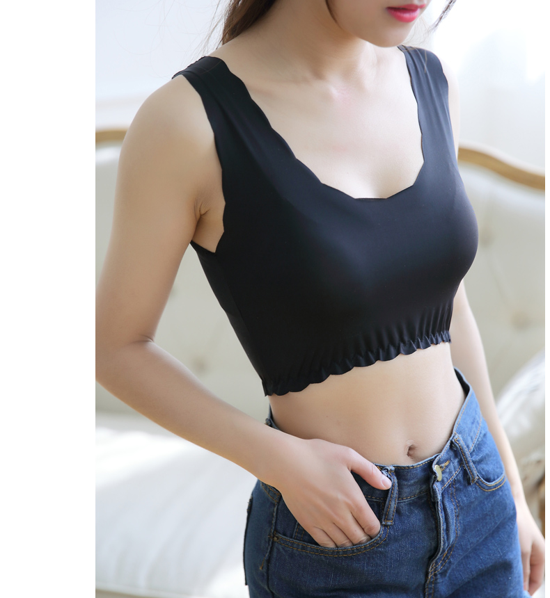 Dàn mỏng ngắn nữ ống top vest quấn ngực mùa hè bó sát màu rắn nửa quần lót chống sáng phía dưới ngực áo bra tập gym