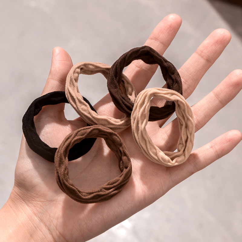 Hair ring High elastic rubber fascia Hair Cute Fairy head rope High horsetail autumn winter leather headgear Superior Sensation-Taobao