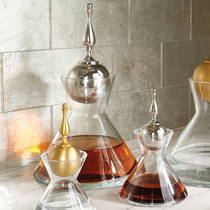 North Cameca Portugal imports modern brass spire glass bottle wine with lead-free decanting wine bottle