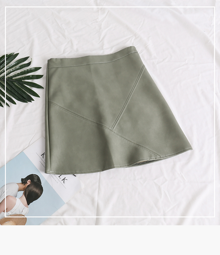 Hồng Kông-hương vị PU da cao eo váy nữ mùa thu 2018 new solid color hoang dã váy mỏng sinh viên Một từ túi hip váy chân váy xếp ly trắng
