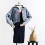 2018 new denim Hàn Quốc áo khoác ngắn nữ mùa thu thời trang hoang dã ve áo dài tay áo sơ mi denim nhẹ áo ấm