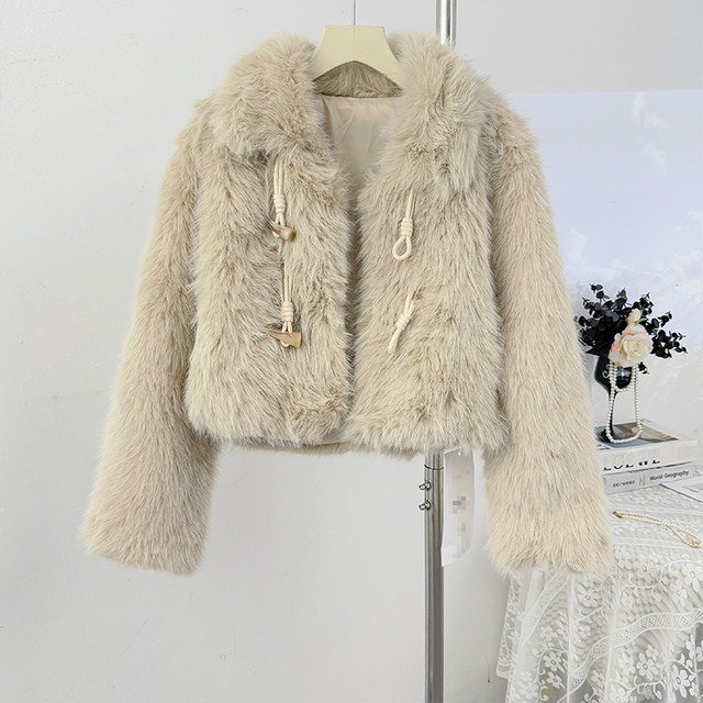 High-end light luxury style plush lapel long-sleeved imitation fur jacket for women autumn 2025 fashion loose short top
