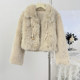 High-end light luxury style plush lapel long-sleeved imitation fur jacket for women autumn 2025 fashion loose short top