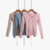 Phiên bản Hàn Quốc của áo len cổ lọ có dây rút chữ V nữ 2018 mùa hè 2018 áo sơ mi cạp cao thanh mảnh áo gile hàn Áo / áo thun