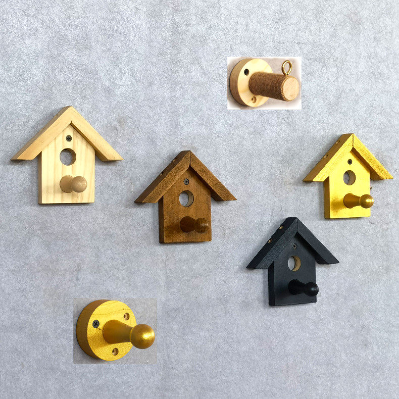 Clothing store hook wall hanging display rack children's clothing store decoration front hanger solid wood small house wall hanger