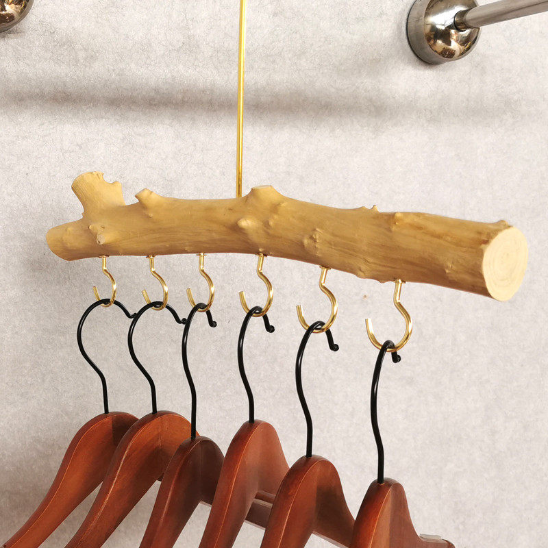 Hook-hooked wood-shaped wood-shaped clothes hang household solid wood-drying clothing store dedicated to drying clothes
