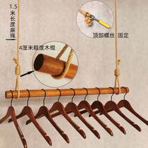 Clothing Store Hanger Hooks Wall-mounted Solid Wood Upper Wall Hanging Show Rack Womens Clothing Childrens Clothing Store Hanger Retro Hanging Clothes Pole