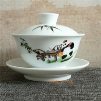 Panda Ceramic Cover Bowl Tea Cup Sichuan Chengdu Special Tea Bowl Wen Chuang with hand gift business meeting souvenir customization