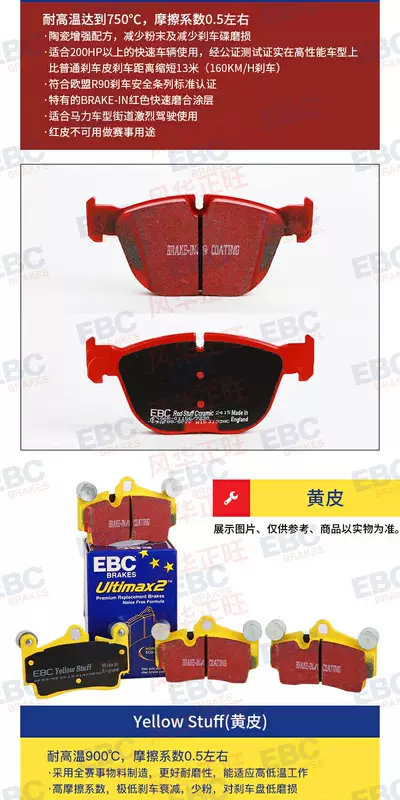 Má phanh EBC da đen DP1401 cho má phanh sau 00-06 ACR30 - Pad phanh