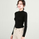 Black stand-up collar bottoming sweater for women thin autumn and winter round neck sweater slim long-sleeved half-collar wool sweater tight