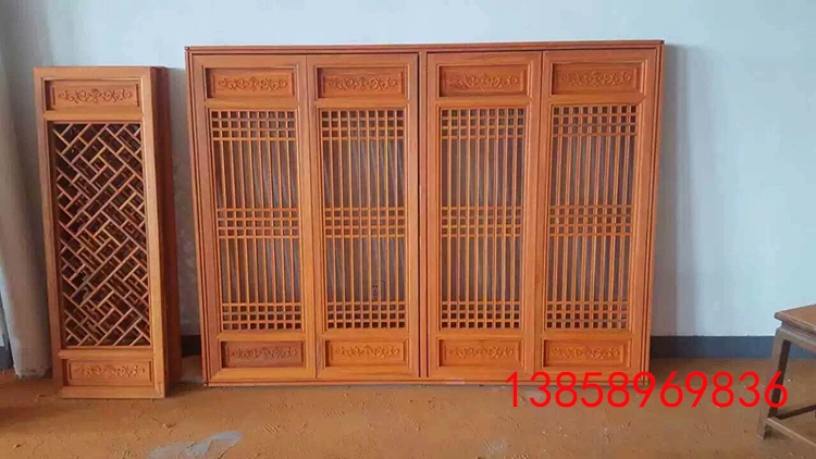 Tùy chỉnh Dongyang khắc gỗ Cửa cổ Trung Quốc và cửa sổ gỗ rắn lưới hiên chia màn hình TV nền tường chạm khắc cửa - Màn hình / Cửa sổ khung cửa