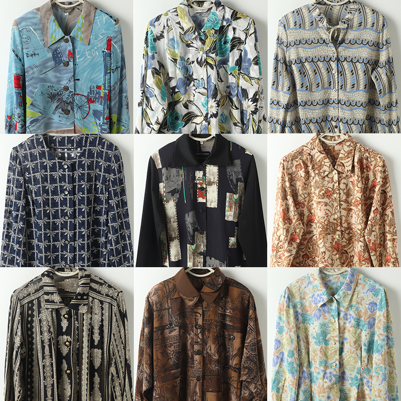 Vintage Japanese Chiffon Shirt, Artistic Loose Pastoral Shirt, Retro Versatile Printed Long-Sleeve Shirt 30