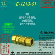 (B-1210-61)Swagelok Brass Tube-through Plate Connector 3 4 in Card Sleeve