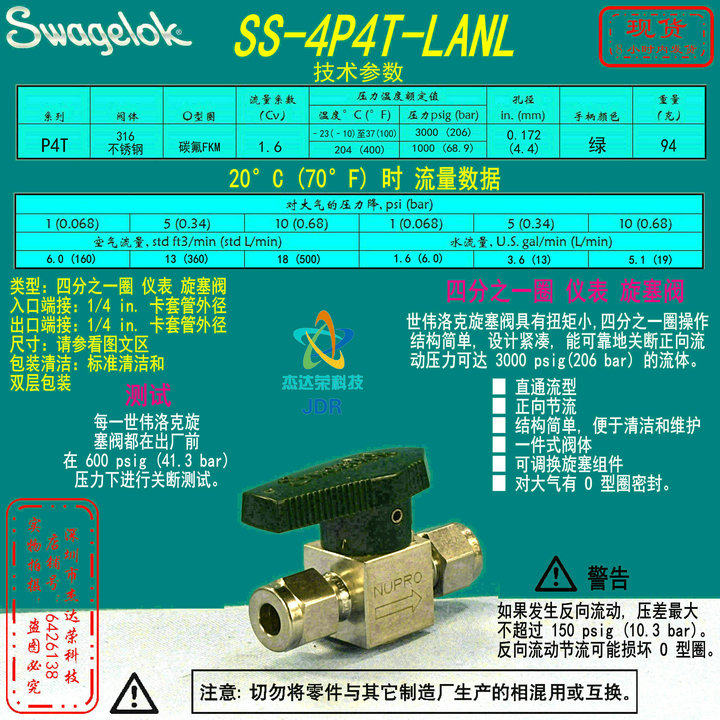 (SS-4P4T-LANL) Swagelok sei Weiloc 1 4 ring meter Meter Screwing Valve 1 4 in 