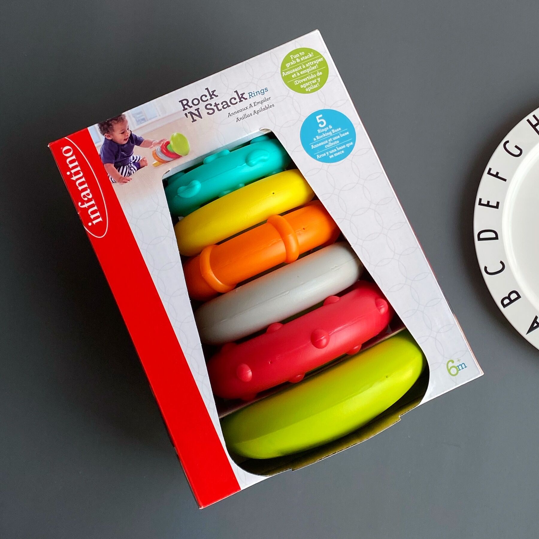 American infantino baby Tino baby stacking music educational toys baby rainbow tower layer stacking ring