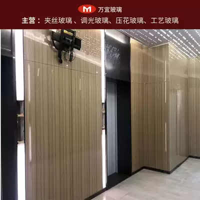 Craft glass laminated wire laminated glue high-end light luxury custom design lines Golden silk background wall entrance Hotel elevator room
