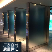 Pin clip wire glass partition glue broken embossed glass luxury light screen three-dimensional art background wall decoration double layer clip tempered custom