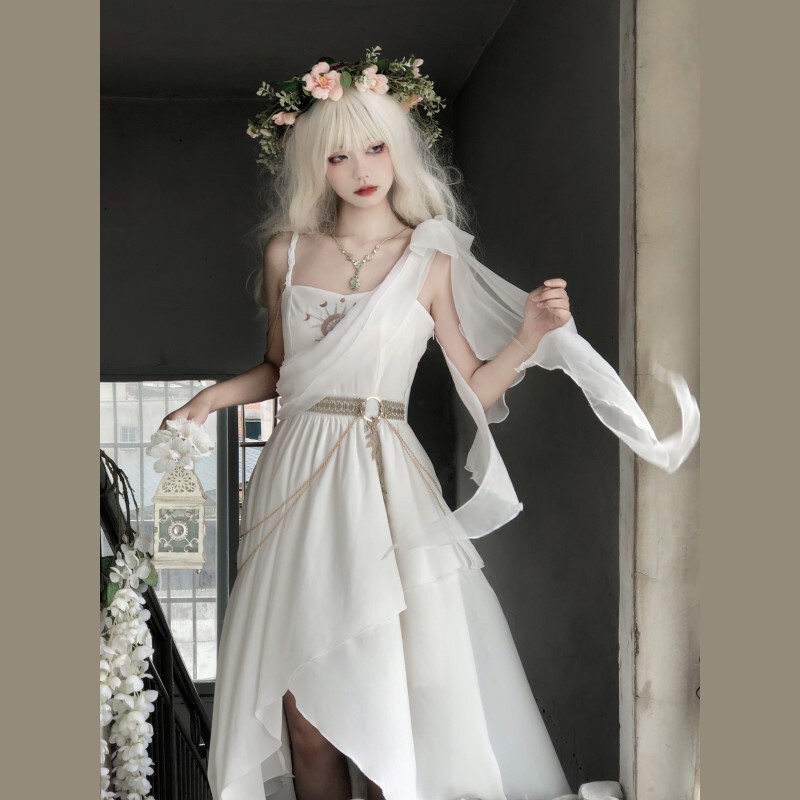 Meow Jun Studio Original Design Tears of Themis Lolita Greek Bohemian Style Irregular Hem Dress