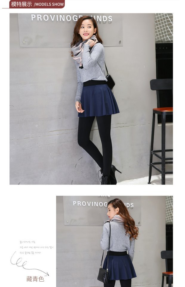Mùa thu đông mặc quần legging nữ size lớn cộng với nhung dày giả váy hai dây cao eo co giãn với váy romper quần áo thời trang nữ