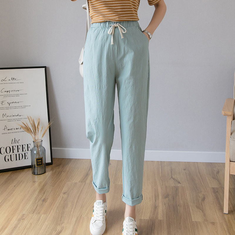 Cotton and Linen Pants for Women 2025 New Spring and Summer Thin Casual Loose Harem Pants Slimming Versatile Nine-Point Pure Cotton Women's Pants